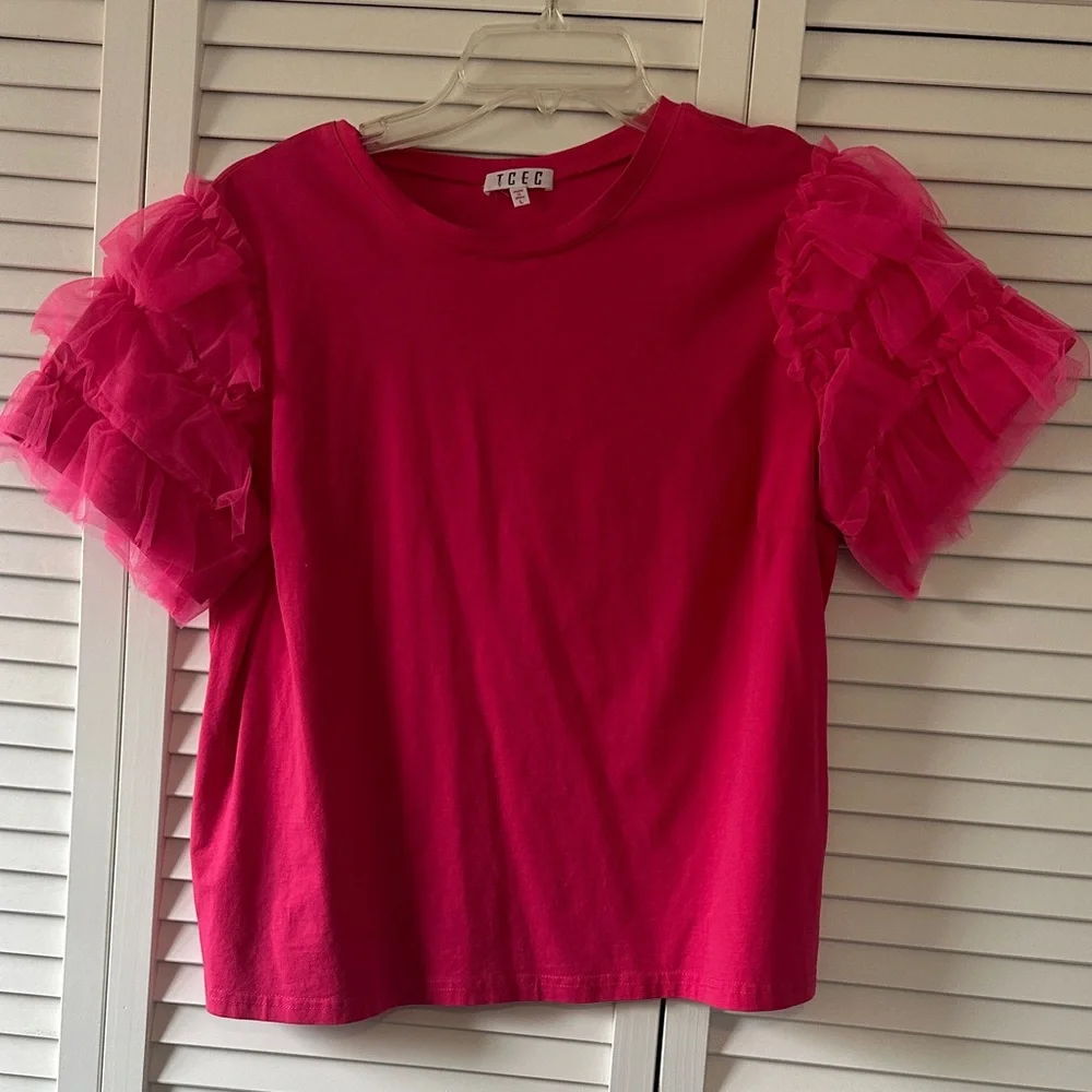 Pink Ruffle Sleeve Top - Picture 1 of 3
